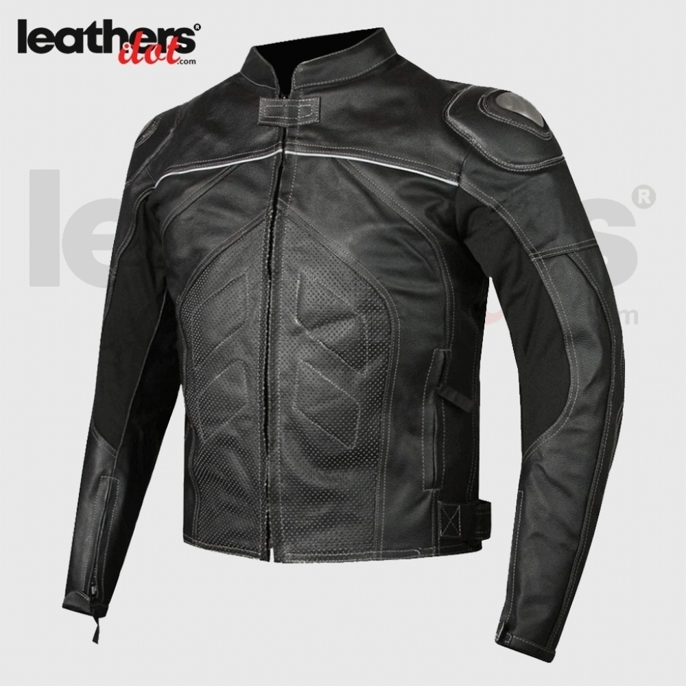 Men’s Cruiser Motorcycle Jacket Black Cowhide Leather Armored Street Bike - Picture 3 of 16
